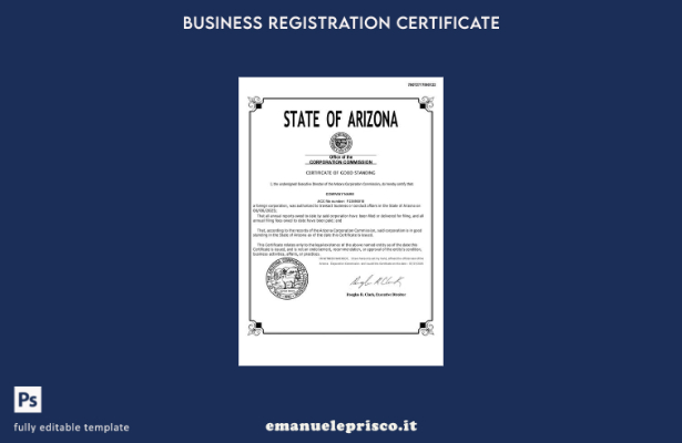 certificato di buona reputazione USA Arizona stile verificato Modello Word e PDF